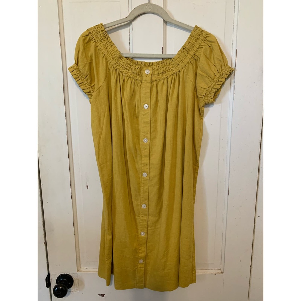 NWT Loft Beach mustard yellow wide neck or off shoulder dress.  Size med.